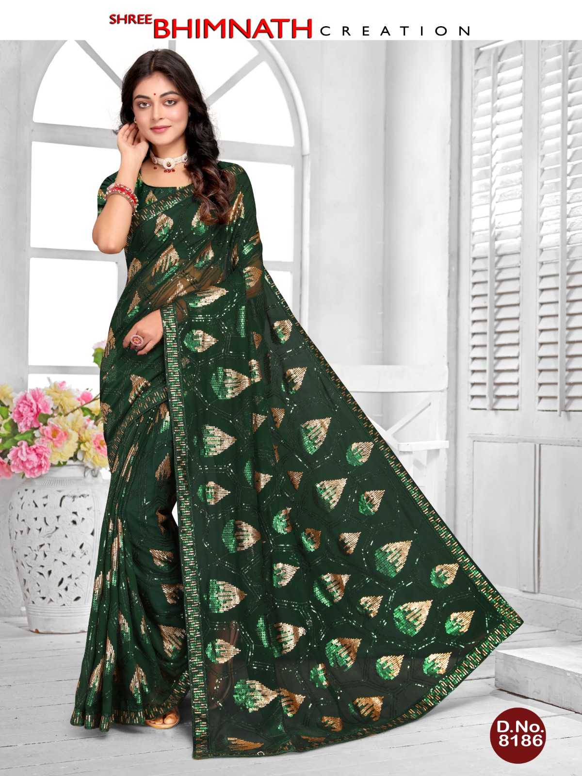 pr 8186 bollywood style sequence sarees collection