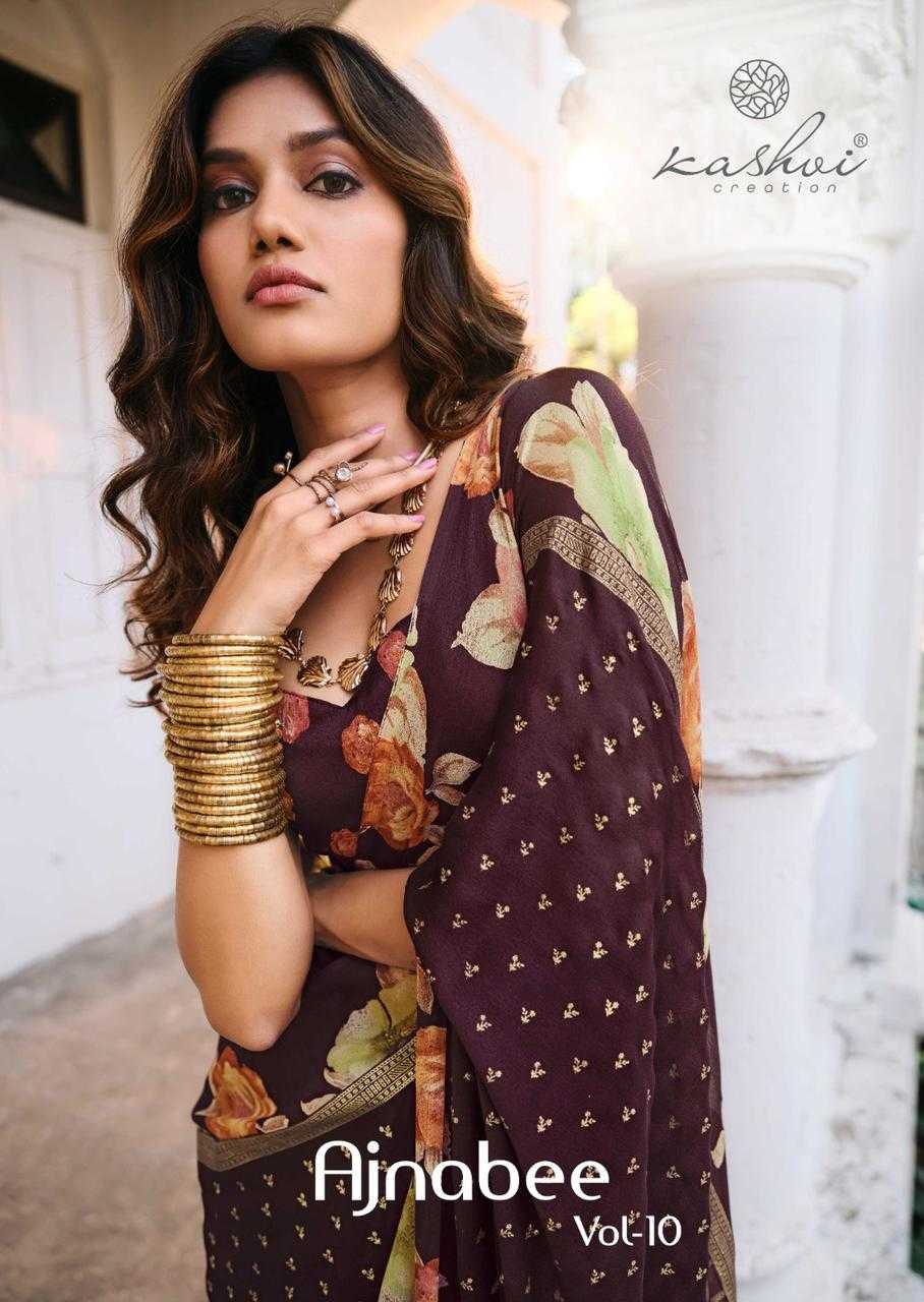 kashvi creation ajnabee vol 10 beautiful wear saree collection 