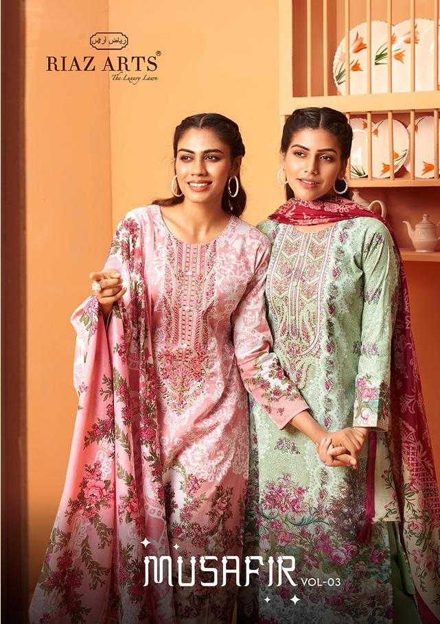 riaz artz musafir vol 3 simple pure karachi lawn Pakistani dress material