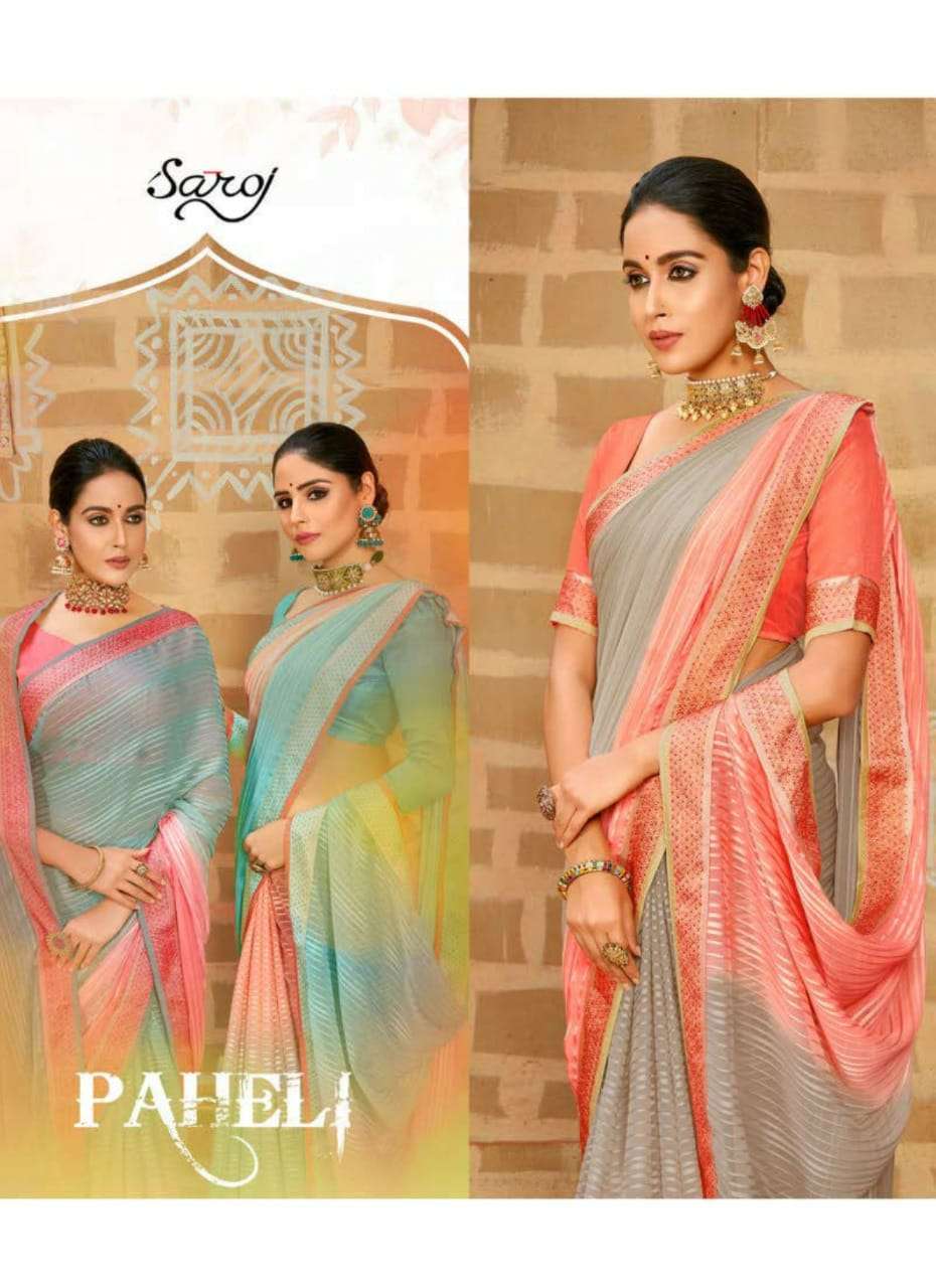 Priya Paridhi Paheli Georgette Printed Fancy Saree Collection Wholesale Rate Paheli Saree