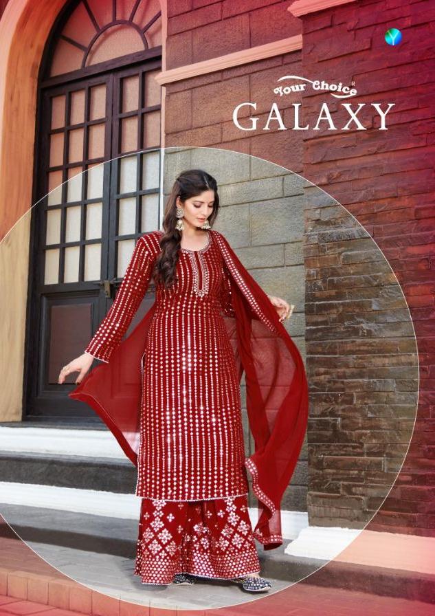 Glossy Galaxy Brasso Embroidery Salwar Kameez Catalog Wholesale Rate Seller