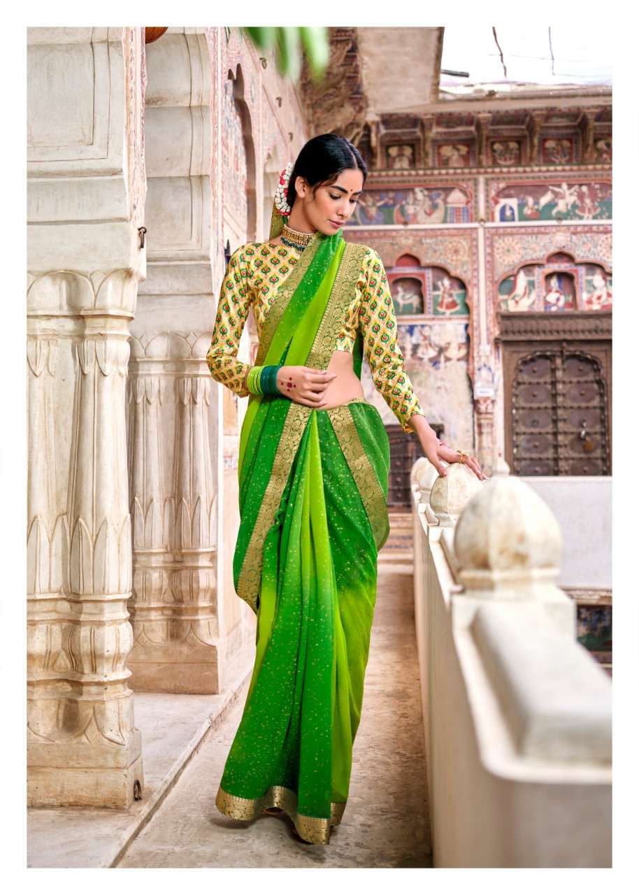 Saroj Gulmohar 60 Gram Georgette Saree With Banglori Silk Work Blouse Concept Wholesale