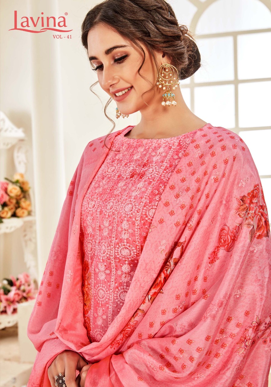 Lavina Vol 41 Banarasi Dupatta Georgette Satin Salwar Kameez Catalog Wholesale