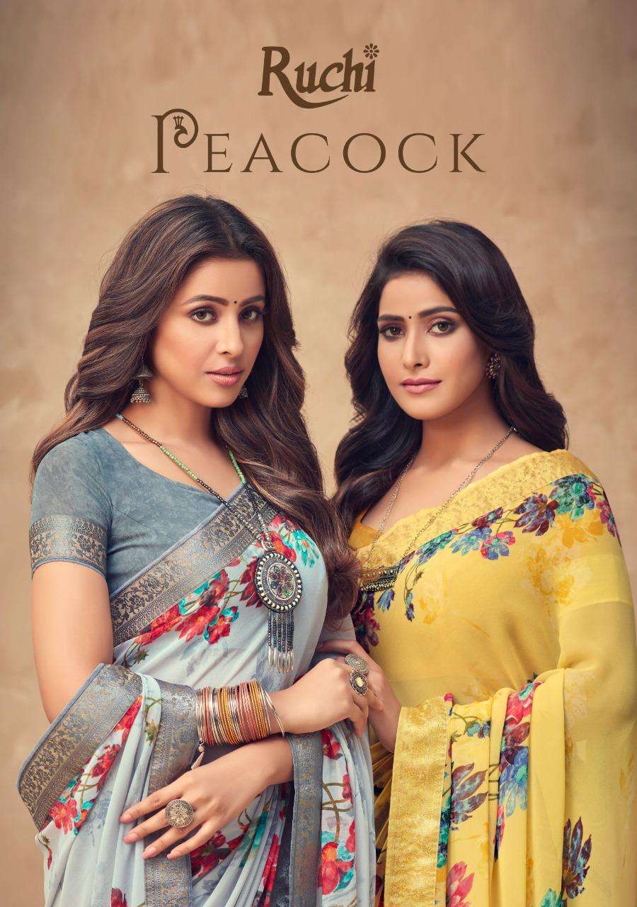 Priya Paridhi Peacock Printed Casual Wear Sarees Collection Wholesalers In Surat