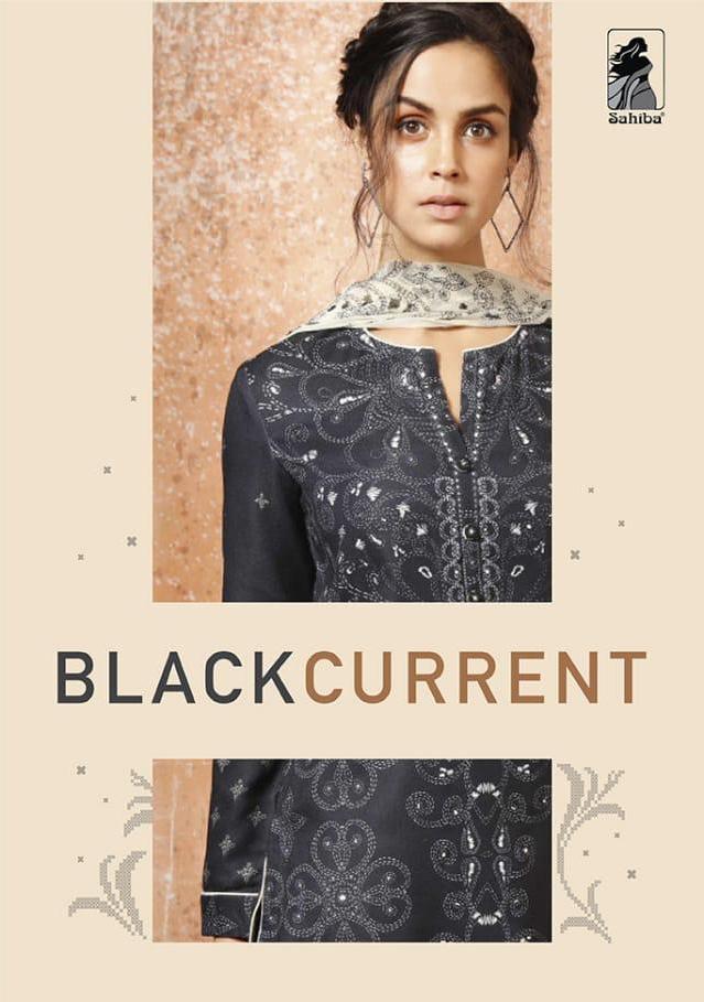 Sahiba Presents Black Current Designer Pashmina Work Salwar Kameez Wholesale