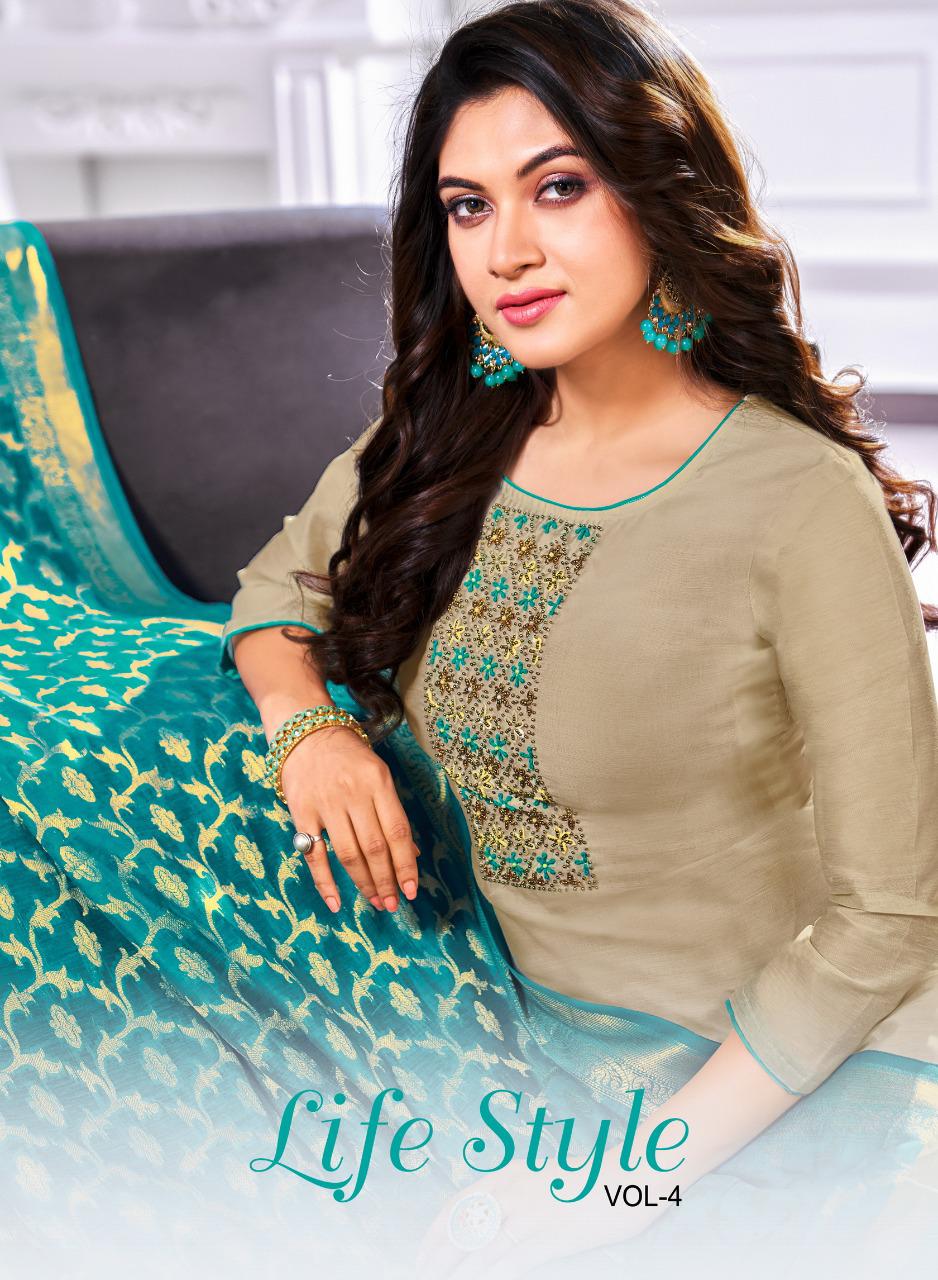 Bela Lifestyle Vol 4 Reyon Long Designer Kurti Collection Wholesale