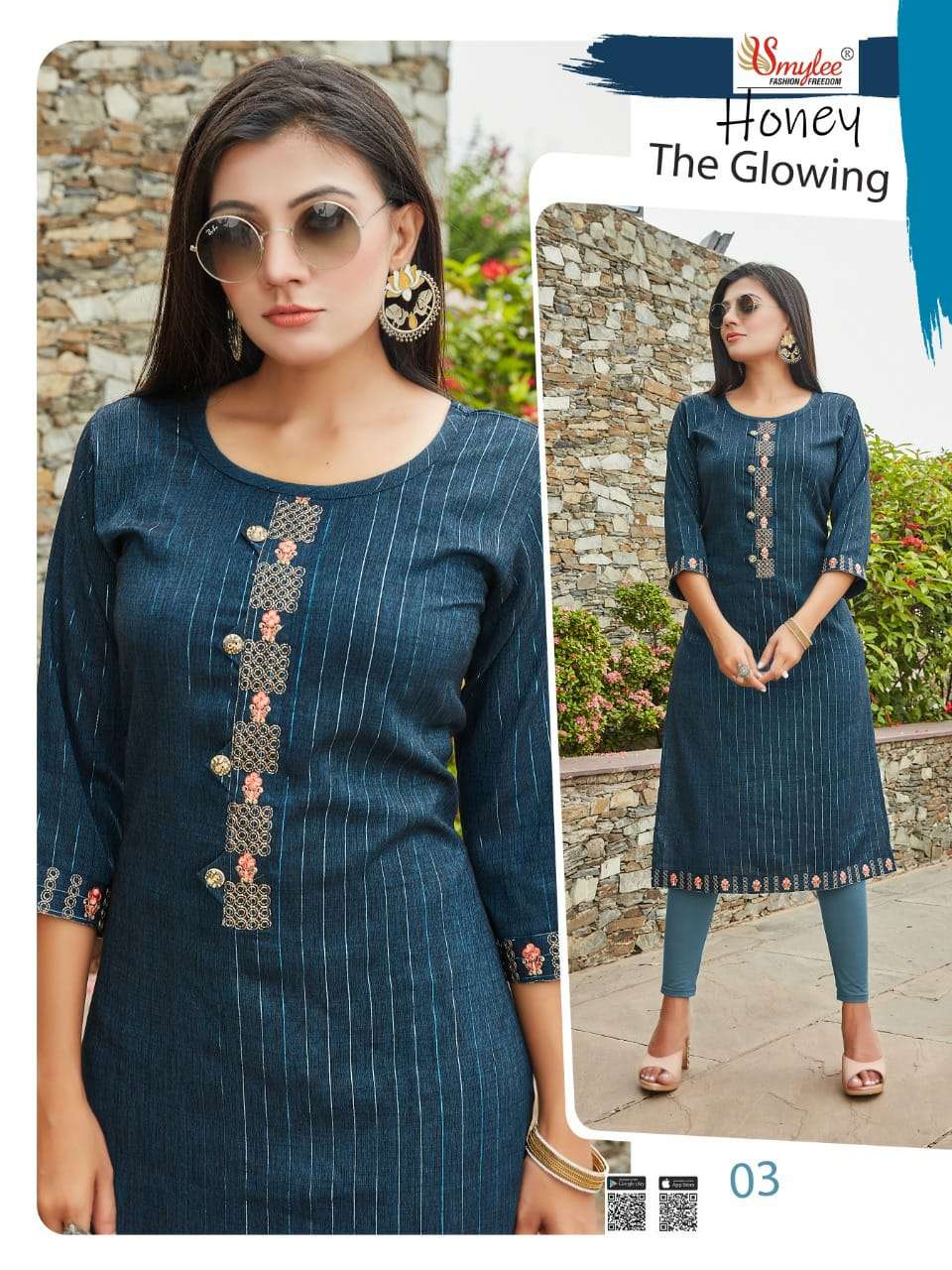 Valas Present Honey Cotton Print Work Kurtis Best Rate Seller Q