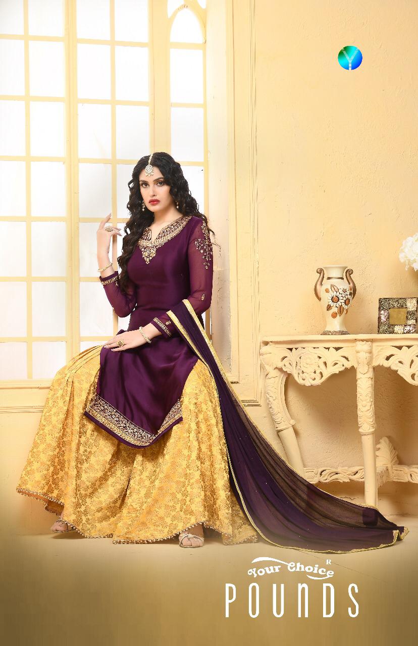 Your Choice Present Pounds Satin Georgette Sharara Style Heavy Salwar Suit