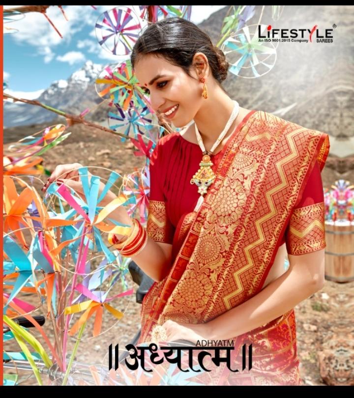 Lifestyle Launch Adhyatm Good Looking Indian Wear Saree Wholesale Rate