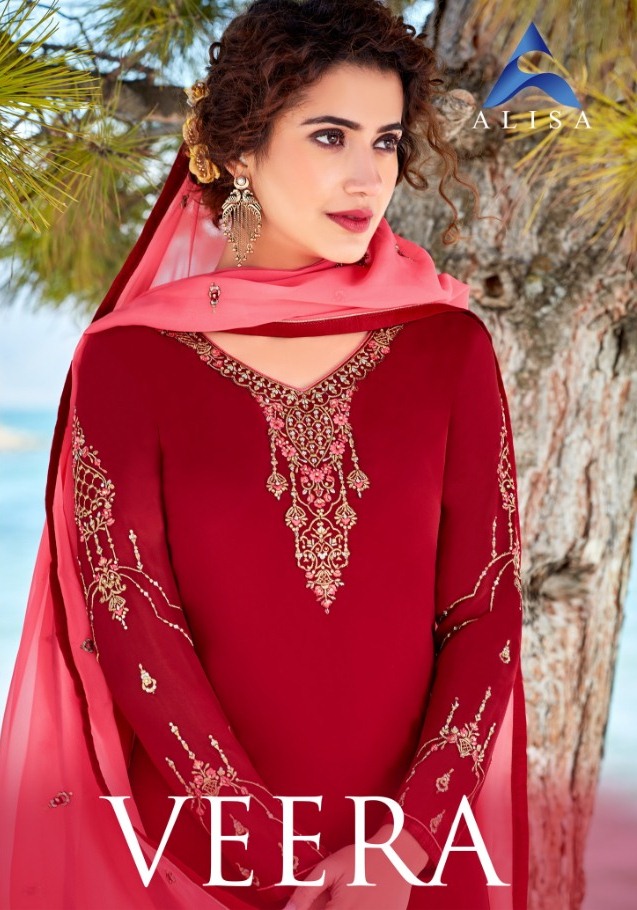 Alisa Launch Veera Long Georgette Ghaghra Style Salwar Suit Wholesale Price