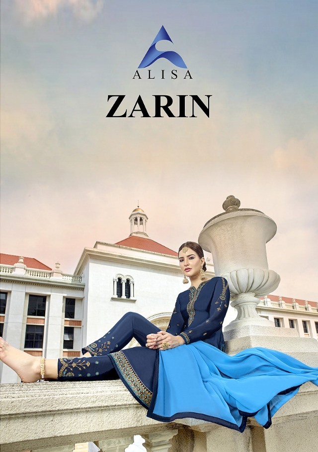 Alisa Launch Zarin Satin Georgette Long Suit Wholesaler In Surat