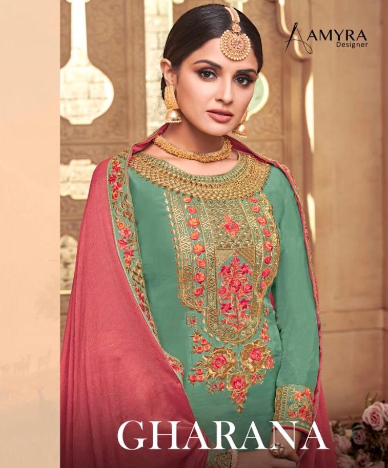 Amyra Designer Gharana Pure Viscose Opada Plazzo Style Salwar Suit Collection