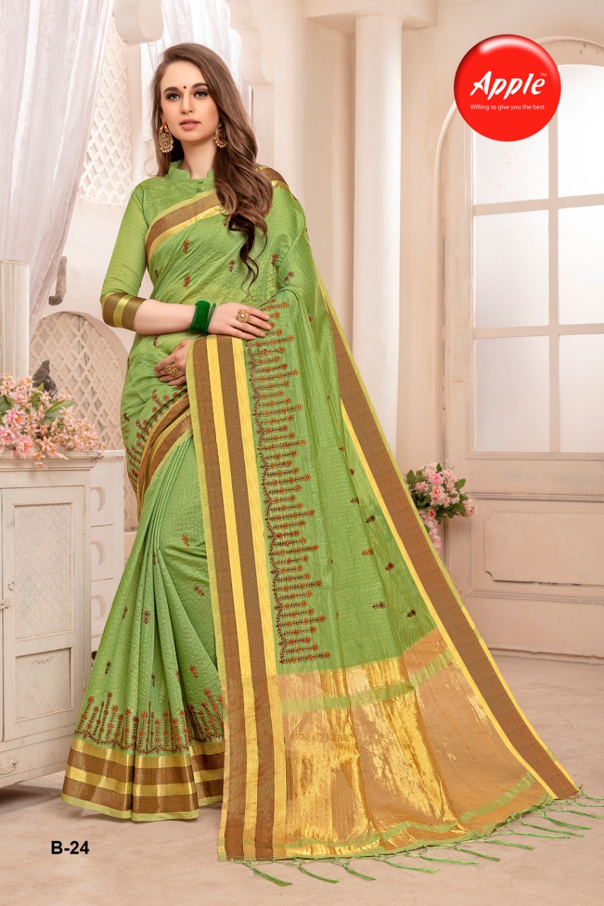 Apple Presenting Inorbit Cotton Zari Patta Traditional Wear Saree