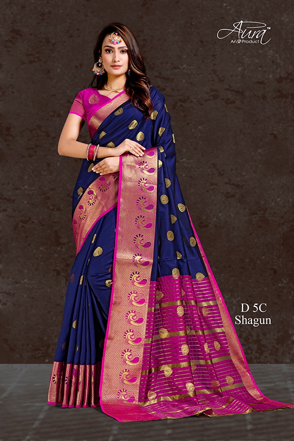 Aura Saree Present Shagun Vol 5 Silk Good Looking Indian Wear Saree Trader