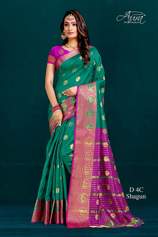 Aura Saree Presenting Shagun Vol 4 Silk Indian Wear Saree Catlog Dealer