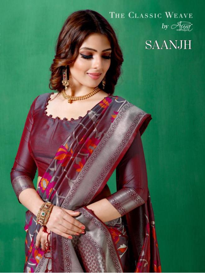 Aura Saree Saanjh Silk Traditional Wear Indian Look Saree Trader In Surat