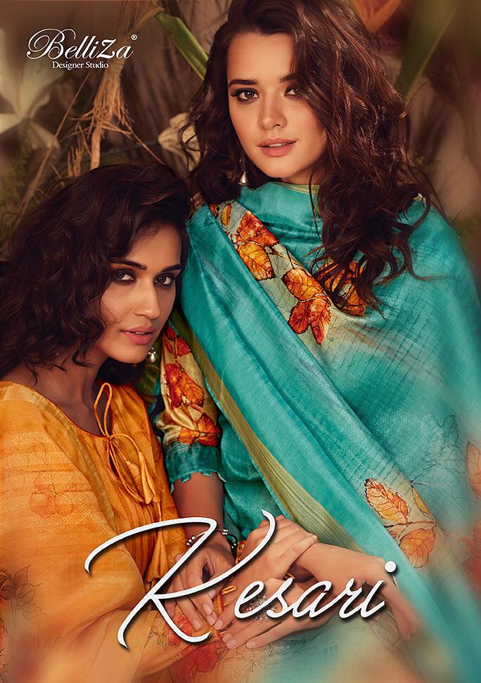 Belliza Designer Studio Kesari Satin Digital Print Salwar Suit In Surat Market