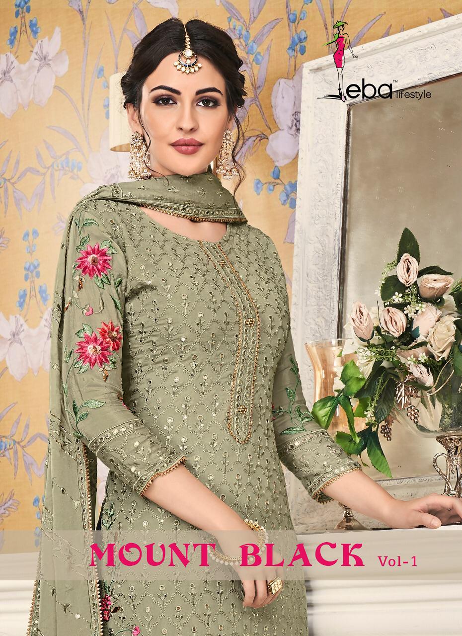 Eba Lifestyle Mount Black Vol 1 Georgette With Heavy Work Suit Wholesaler