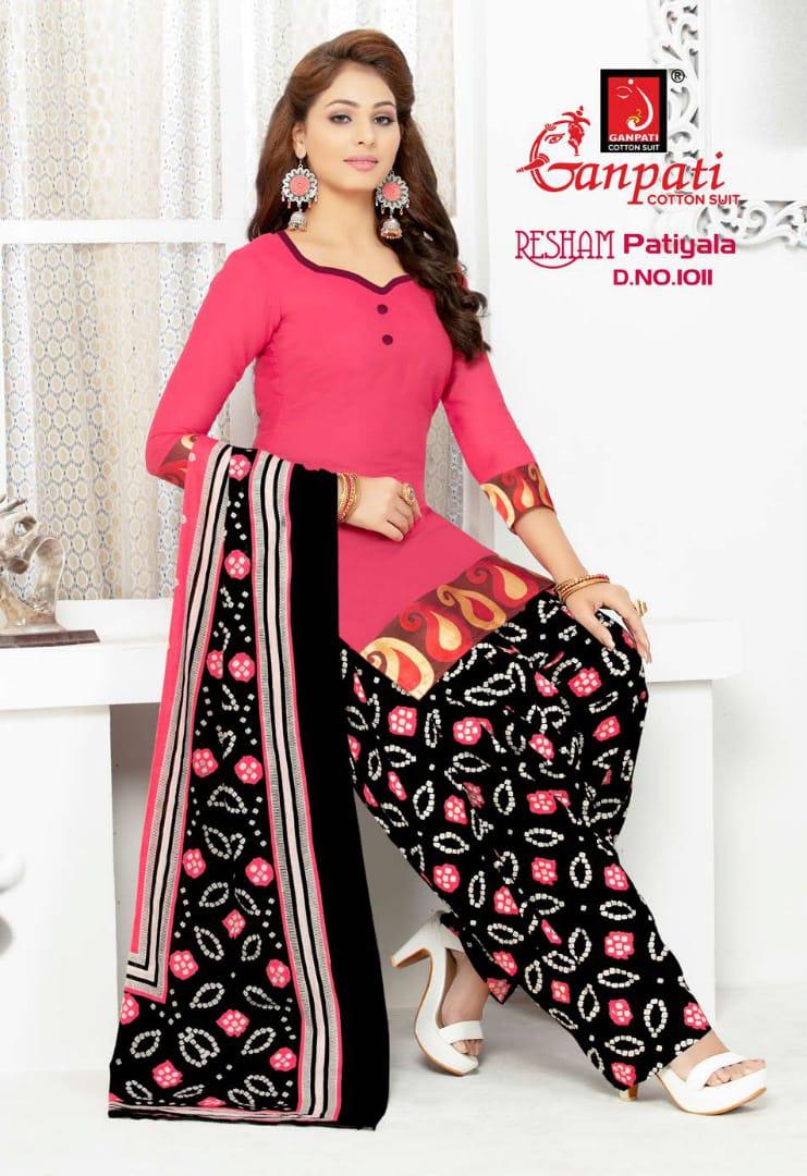 Ganpati Launch Resham Patiyala Cotton Regular Wear Salwar Suit Supplier