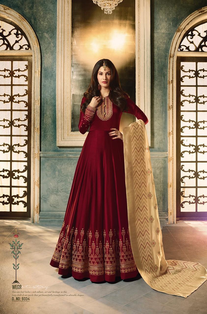 Glossy Amyra Anubha Simar Satin Georgette Long Gown Style Party Wear Suit Online Dealer