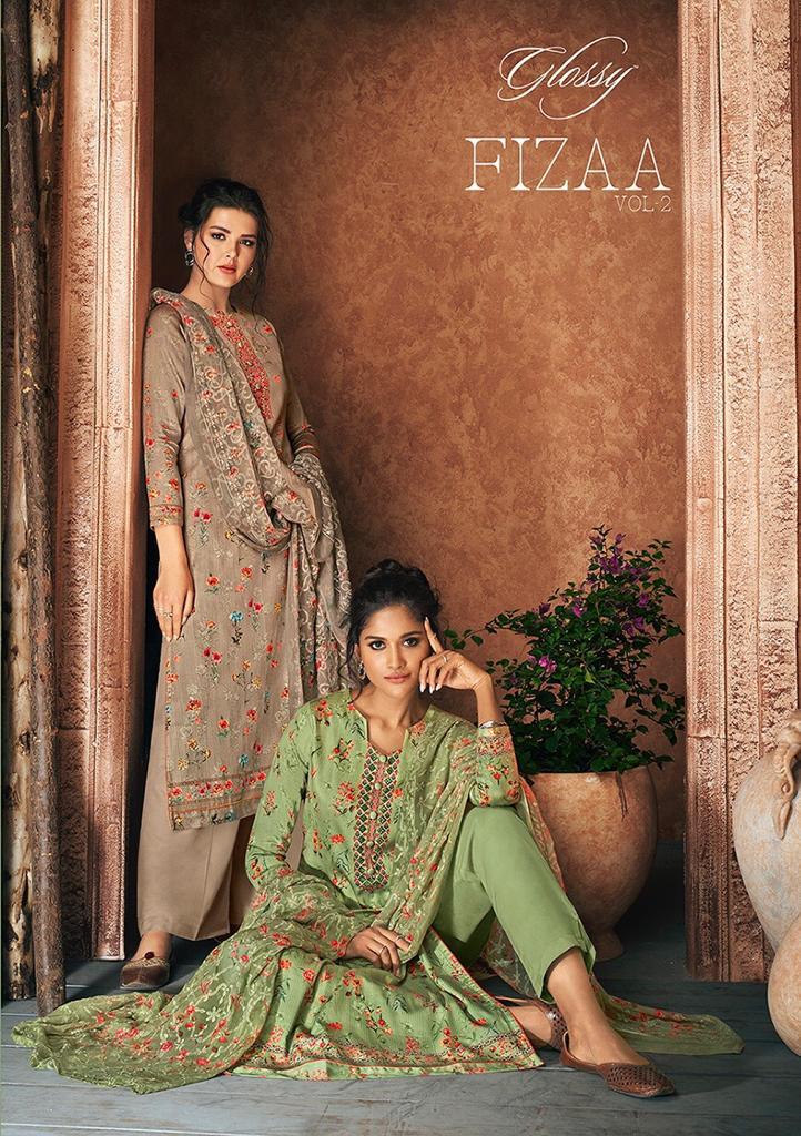 Glossy Fizaa Vol 2 Cotton Jam Satin Digital Print Casual Party Wear Suit Dealer