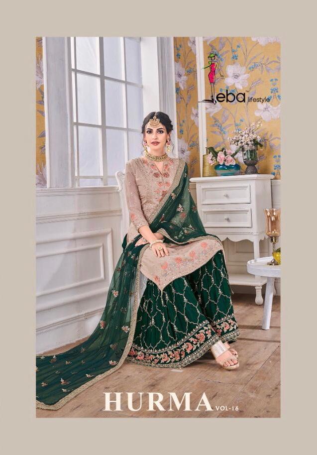 Hurma Vol 16 By Eba Lifestyle Georgette Plazzo Style Karwa Chouth Special Salwar Kameez