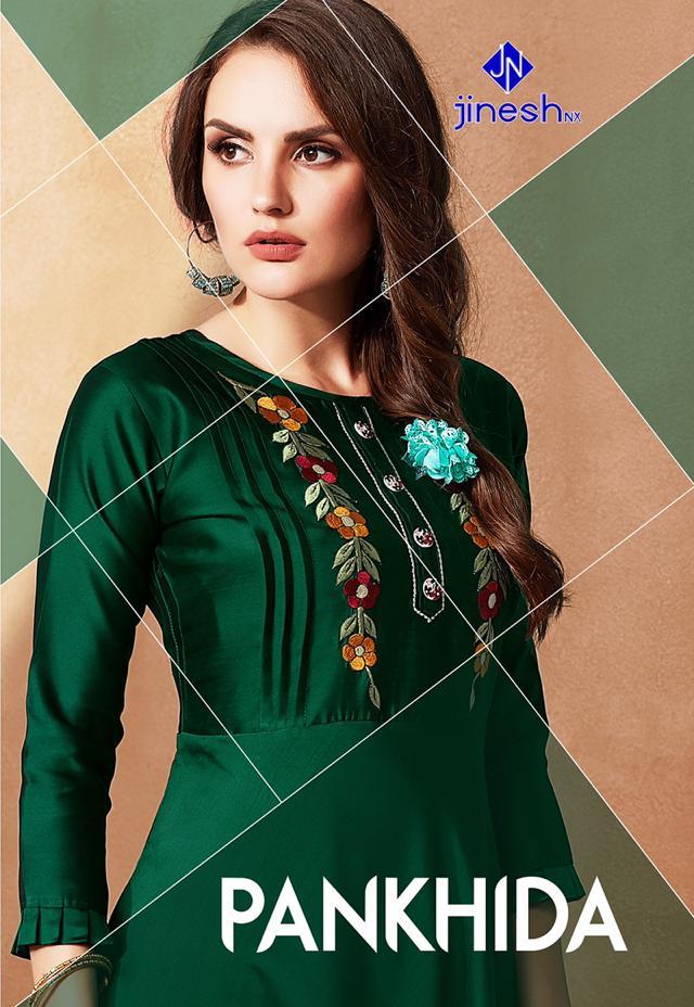 Jinesh Nx Pankhida Vol 1 Tapeta Satin Long Gown Style Kurti Collection