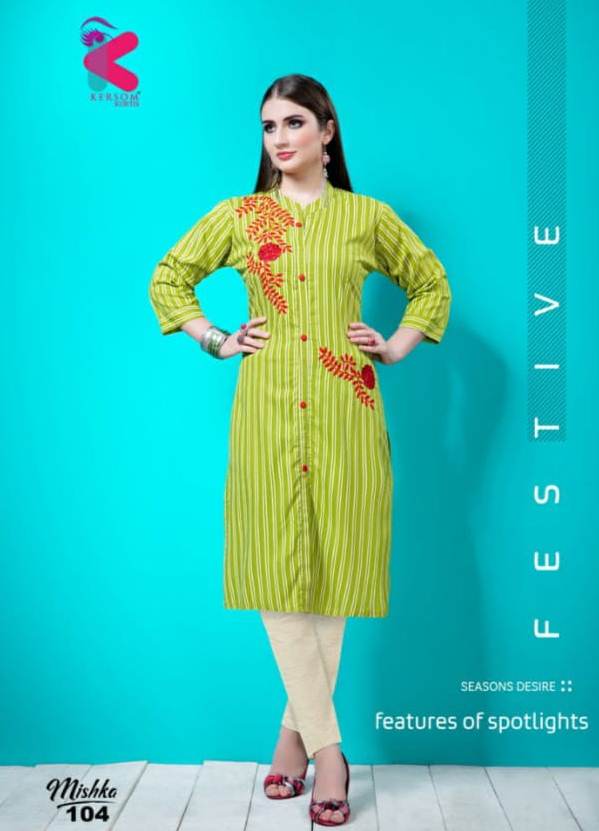 Kersom Mishka Rayon Kurti With Pant 101-108 Series Concept