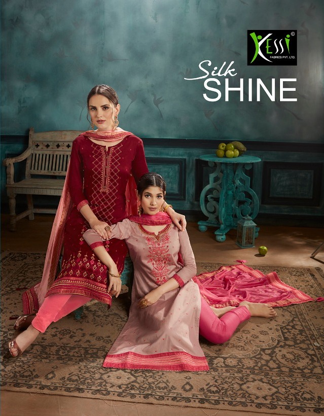 Kessi Fashion Silk Shine Jam Satin Embroidery Work Traditional Wear Suit