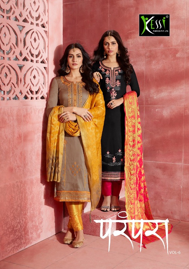 Kessi Launch Parampara Vol 6 Jam Silk Cotton Designer Salwar Kameez In Surat Market