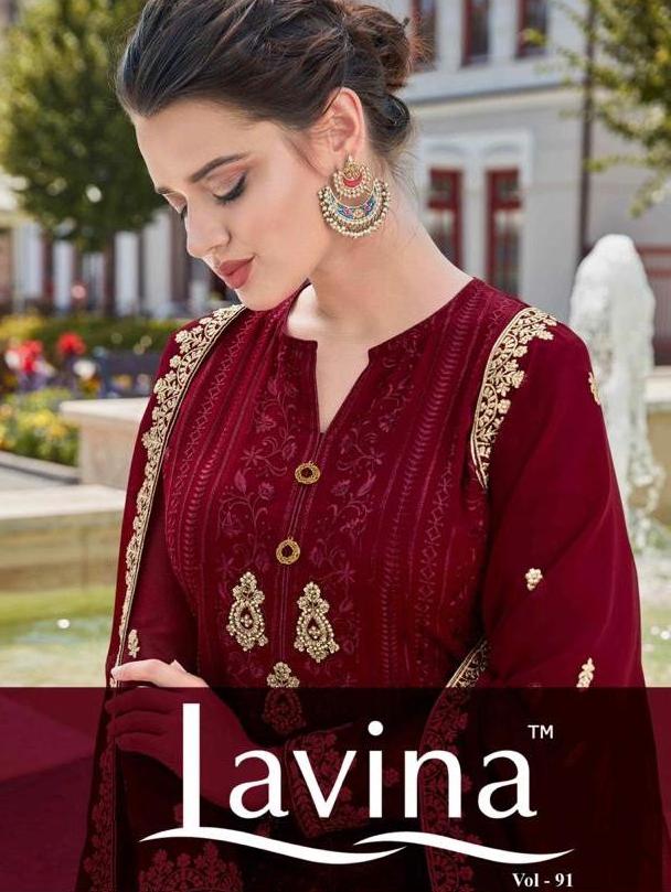 Lavina Vol 91 Georgette Embroidered Salwar Suits Wholesaler