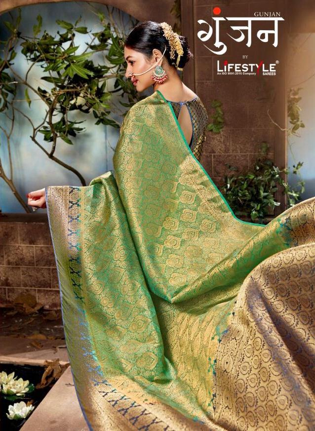 Lifestyle Gunjan Naylon Broket Rapiar Looking Rich Collection Saree