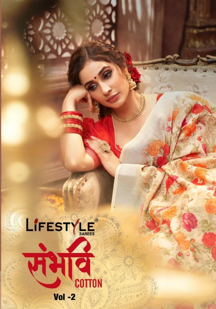 Lifestyle Sambhavi Cotton Linen Jari Patta Print Good Looking Saree Trader