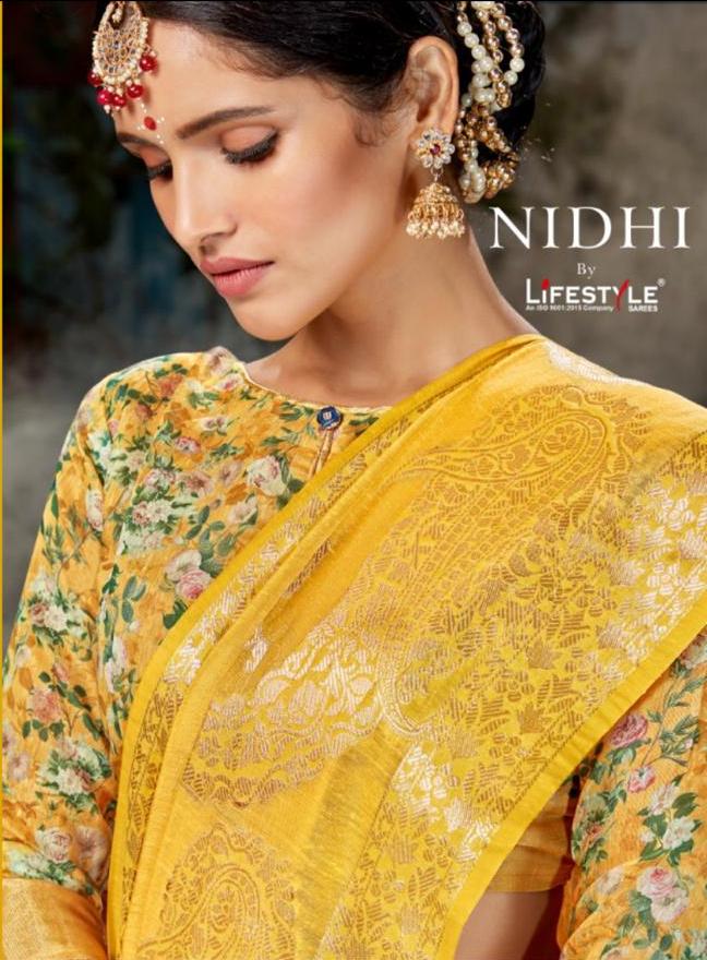 Lifestyle Sarees Nidhi Linen Fancy Sarees Wholesale Clothing Store