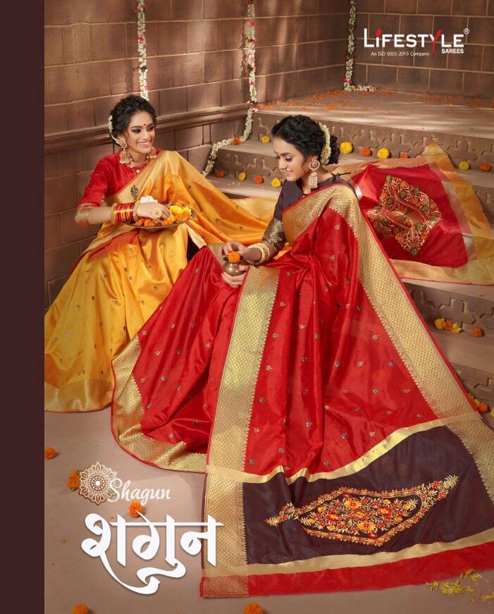 Lifestyle Shagun Silk Traditional Wear Indian Looking Saree Wholesaler