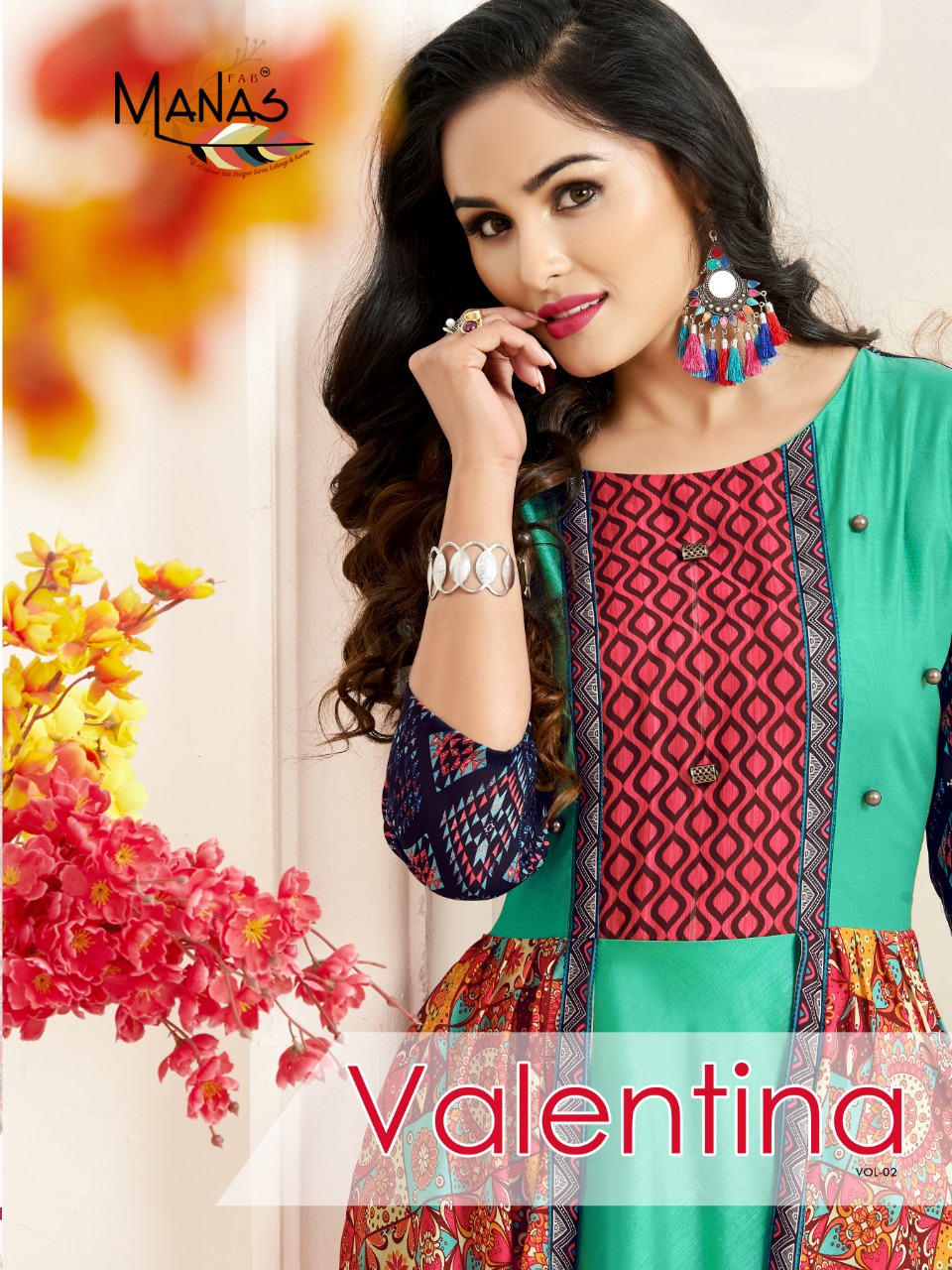 Manas Valentina Vol 2 Maslin Print With Fancy Work Long Gown Style Kurti