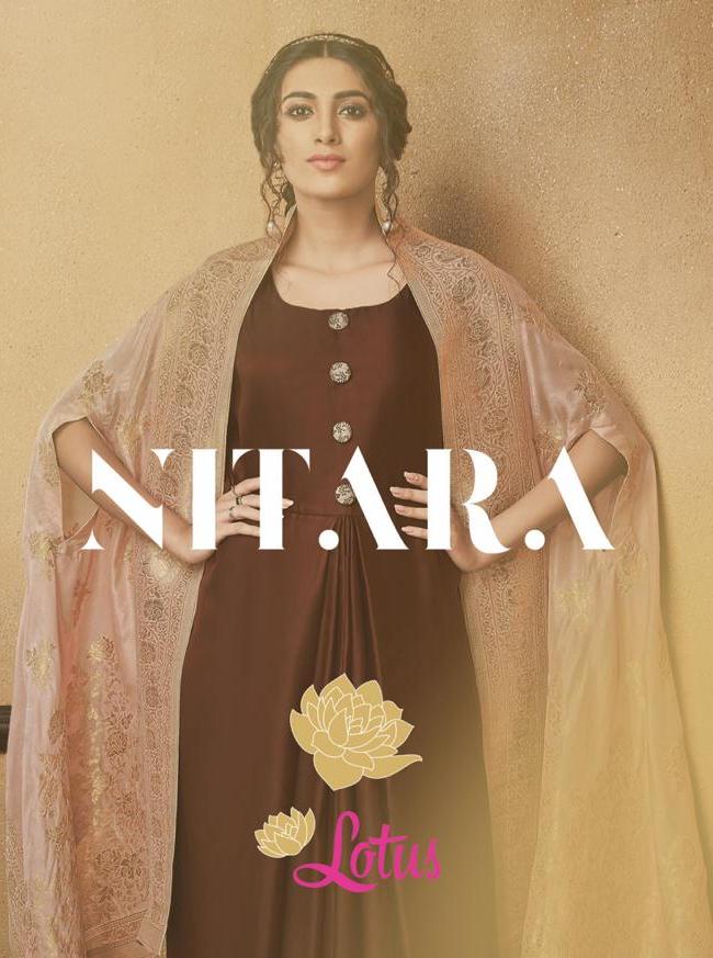 Nitara Launch Lotus Silk Gown Party Wear Kurti And Dupatta Jackets Collection