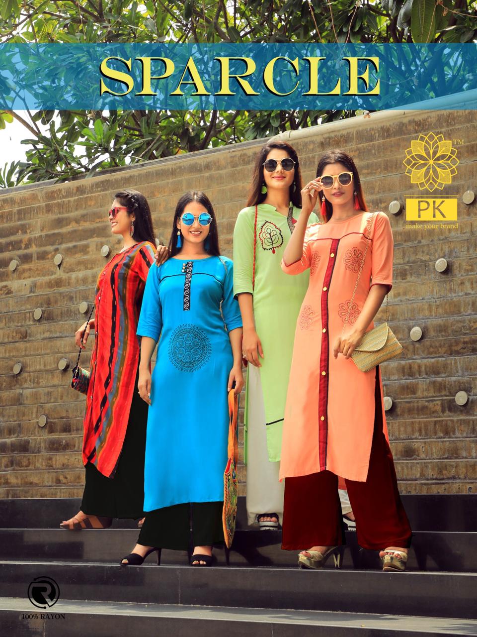 Pk Launch Sparkle Heavy Rayon Kurti With Work Wholesale Exporter In India