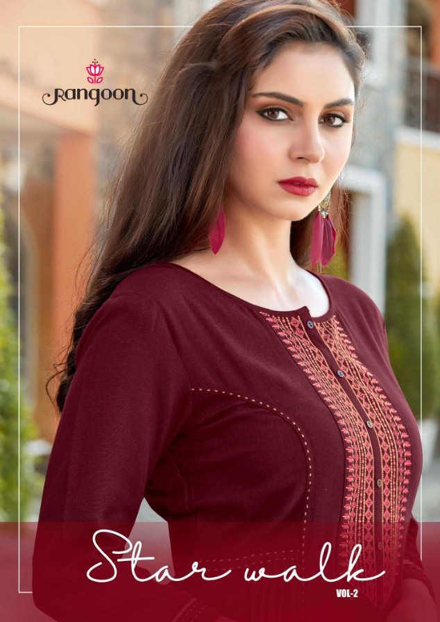 Rangoon By Kessi Star Walk Vol 2 Rayon Long Kurti With Plazzo Wholesaler