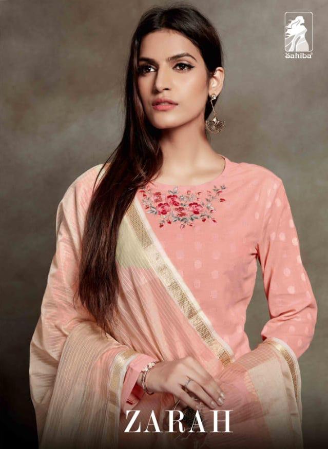 Sahiba Present Zarah Cotton Zari Butti Fancy Salwar Suit Authroized Supplier In Surat