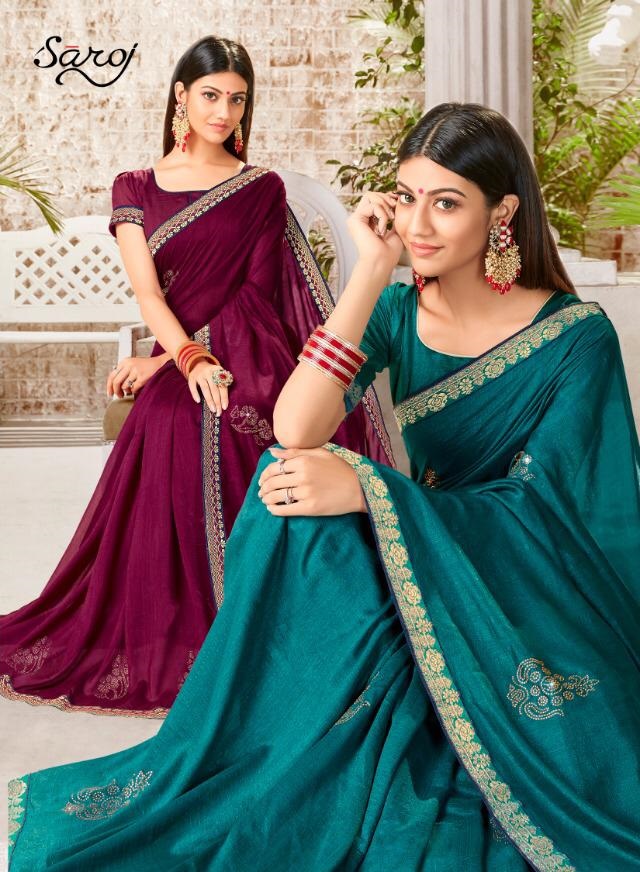 Saroj Launch Silk Touch Vichitra Silk Traditional Wear Saree Trader In India