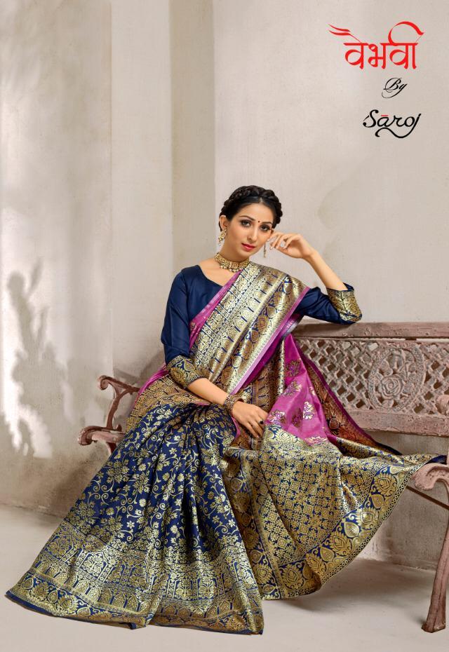 Saroj Launch Vaibhavi Banarasi Silk Traditional Wear Saree Wholesale Rate