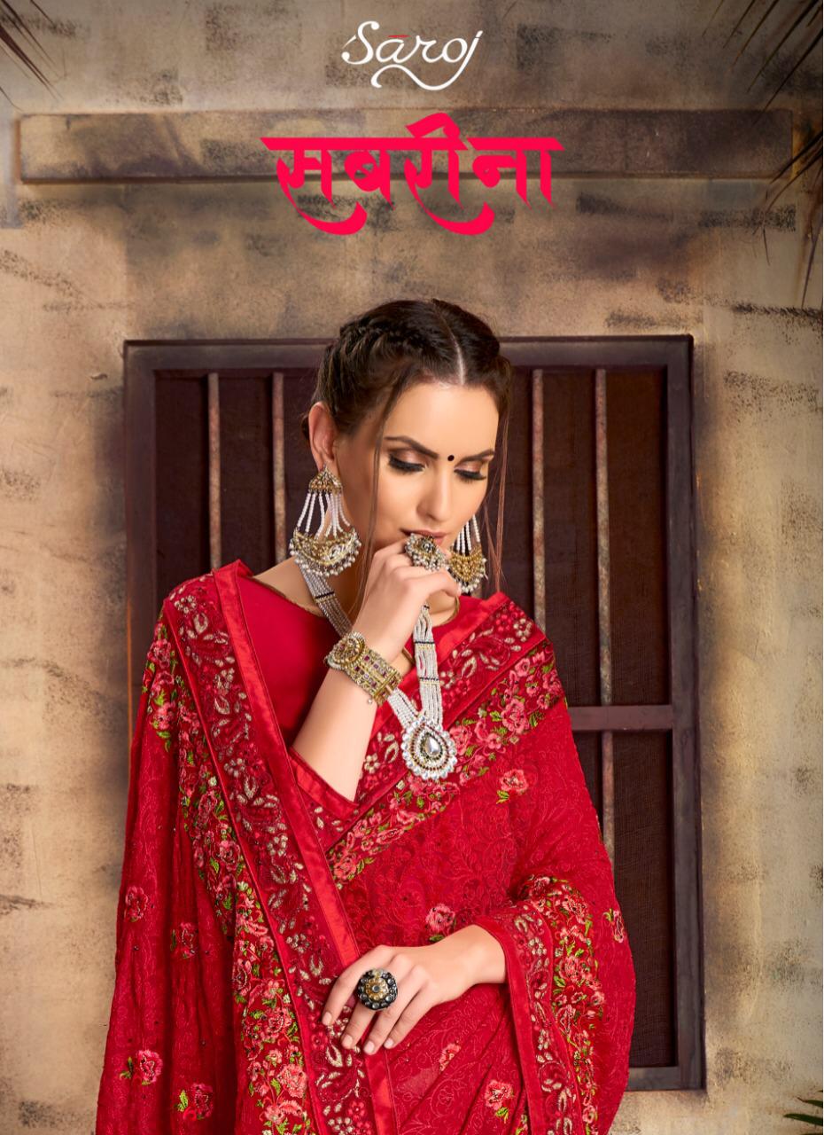 Saroj Sabrina Georgette With Jaal Work Party Wear Saree Wholesale Price