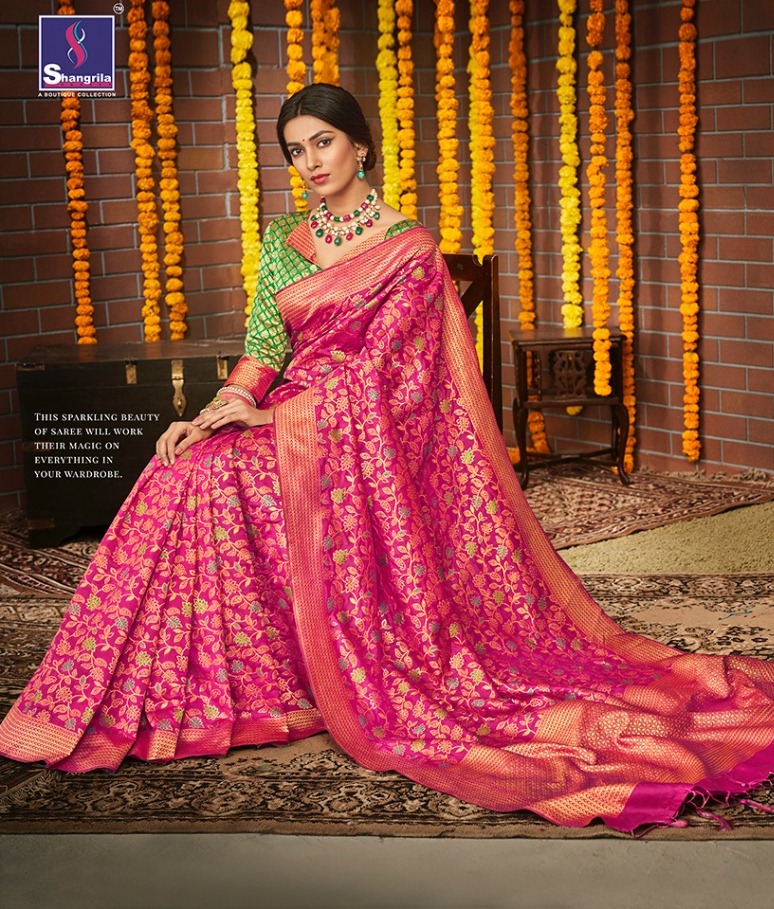 Shangrila Present Khushi Silk Jari Simple Exclusive Design Saree Collection