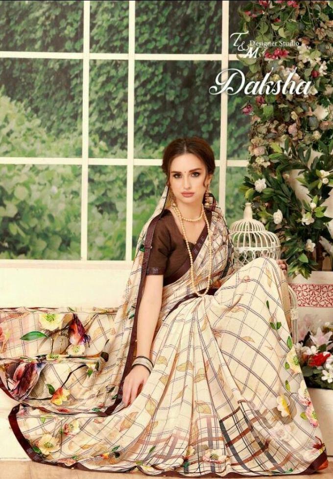 T And M Designer Studio Daksha Pure Georgette Fancy Print Saree Supplier