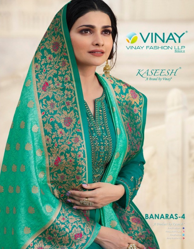 Vinay Fashion Kaseesh Banaras Vol 4 Satin Designer Salwar Suit Wholesaler