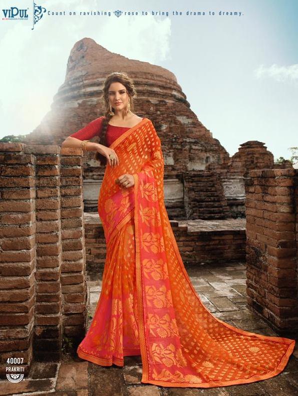 Vipul Presenting Fiesta Chiffon Brasso Traditional With Glamour Look Saree