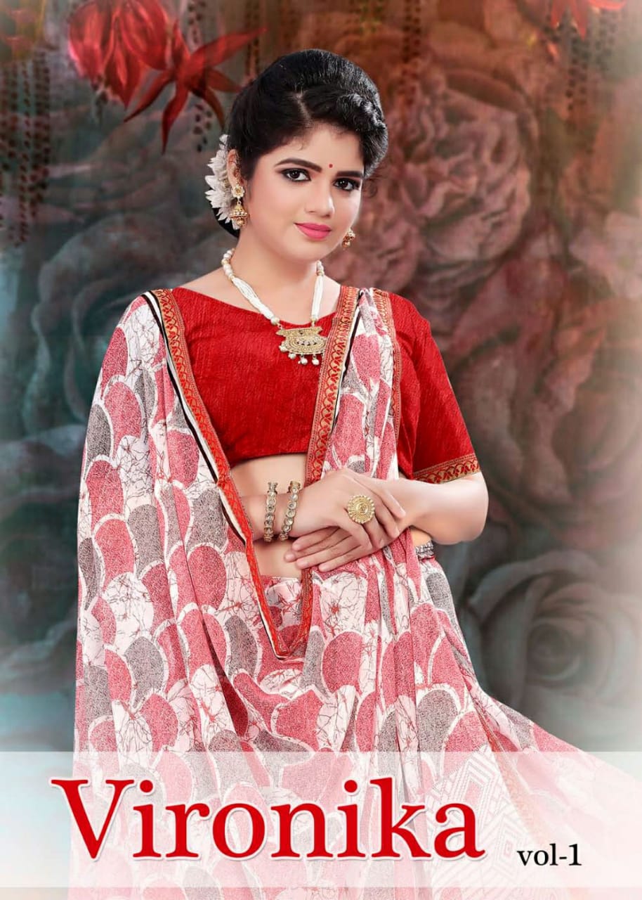 Vironika Vol 1 Semi Georgette Casual Wear Printed Saree Supplier In Surat Market