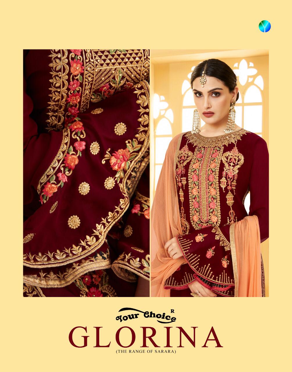 Your Choice Present Glorina Party Wear Sarara Style Suit Dealer In Surat Market