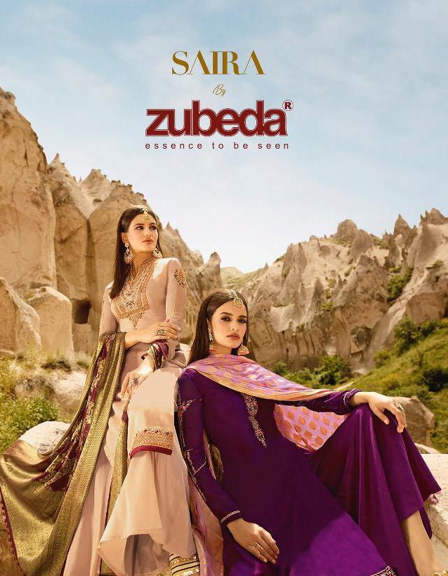 Zubeda Saira Satin Georgette With Embroidery Work Salwar Suit Catlog Dealer